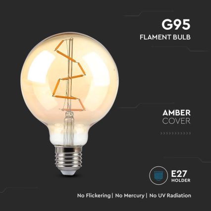 LED Žarulja FILAMENT G95 E27/4W/230V 2200K