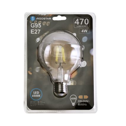 LED Žarulja FILAMENT G95 E27/4W/230V 6500K - Aigostar