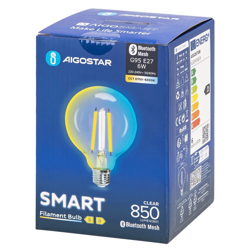 LED Prigušiva žarulja FILAMENT MESH Smart G95 E27/6W/230V 2700-6500K - Aigostar