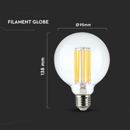 LED Žarulja FILAMENT G95 E27/6W/230V 3000K