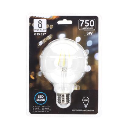 LED Žarulja FILAMENT G95 E27/6W/230V 6500K - Aigostar