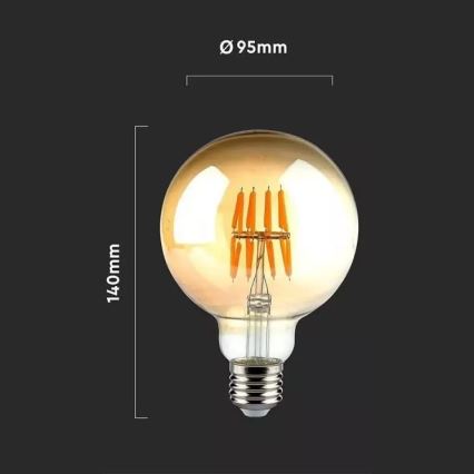 LED Žarulja FILAMENT G95 E27/8W/230V 2200K