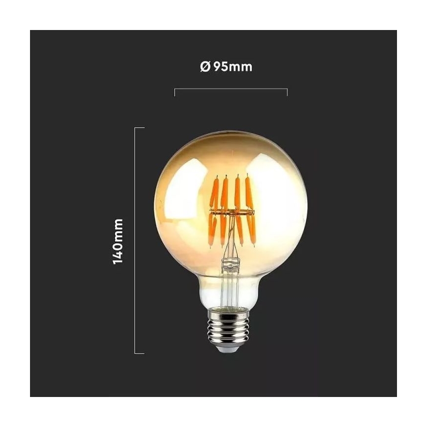 LED Žarulja FILAMENT G95 E27/8W/230V 2200K