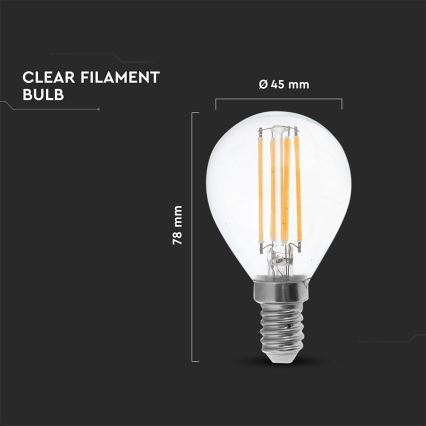 LED Žarulja FILAMENT P45 E14/6W/230V 2700K