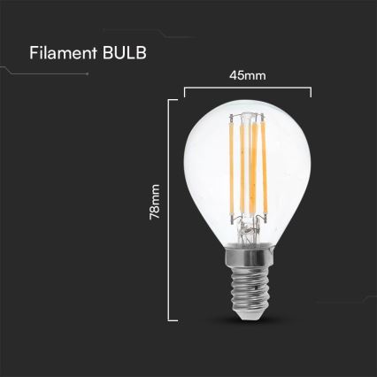 LED Žarulja FILAMENT P45 E14/6W/230V 4000K