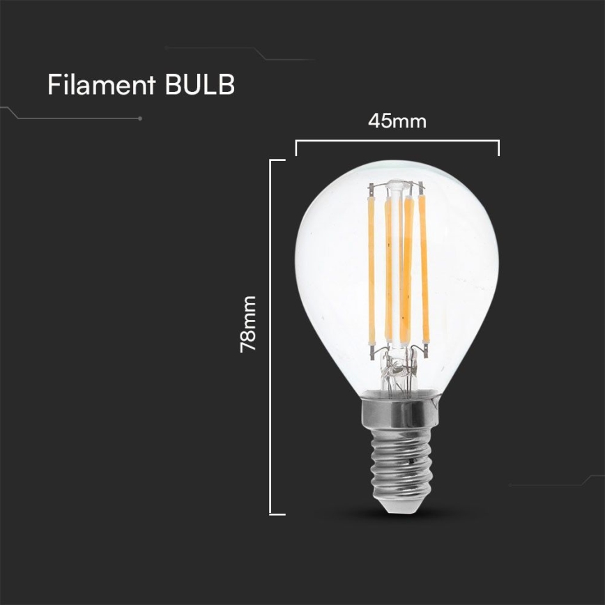 LED Žarulja FILAMENT P45 E14/6W/230V 4000K