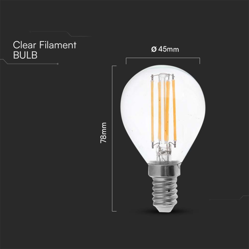 LED Žarulja FILAMENT P45 E14/6W/230V 6500K