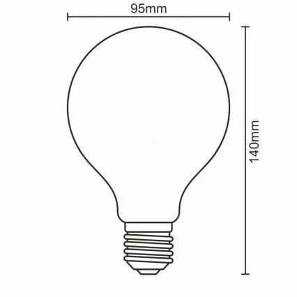 LED Žarulja FILAMENT SHAPE G95 E27/4W/230V 1800K dimna