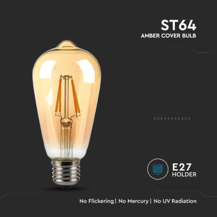 LED Žarulja FILAMENT ST64 E27/4W/230V 2200K