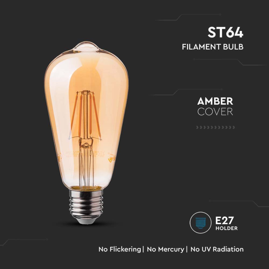 LED Žarulja FILAMENT ST64 E27/6W/230V 2200K