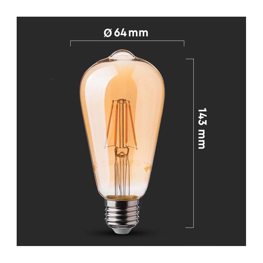 LED Žarulja FILAMENT ST64 E27/6W/230V 2200K