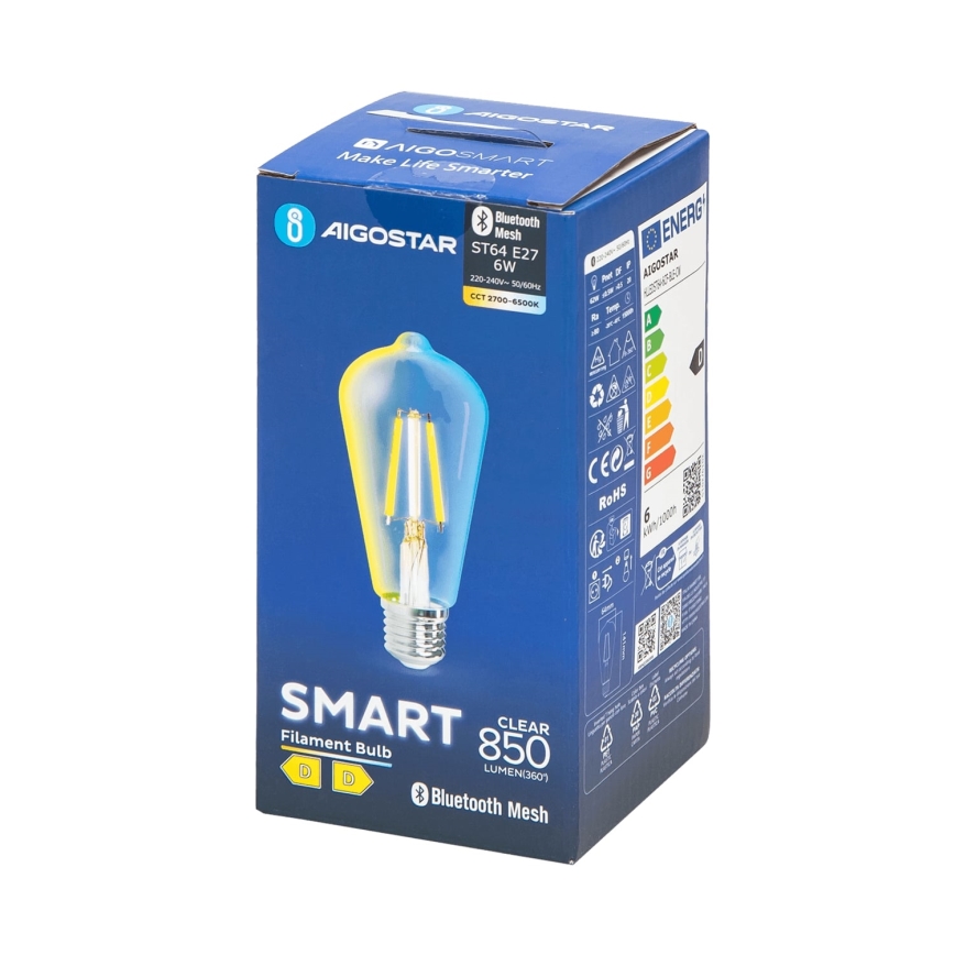 LED Prigušiva žarulja FILAMENT MESH Smart ST64 E27/6W/230V 2700-6500K - Aigostar