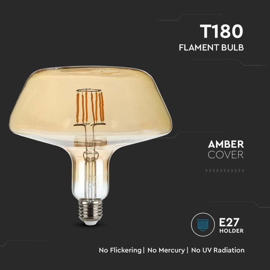 LED Žarulja FILAMENT T180 E27/8W/230V 1800K