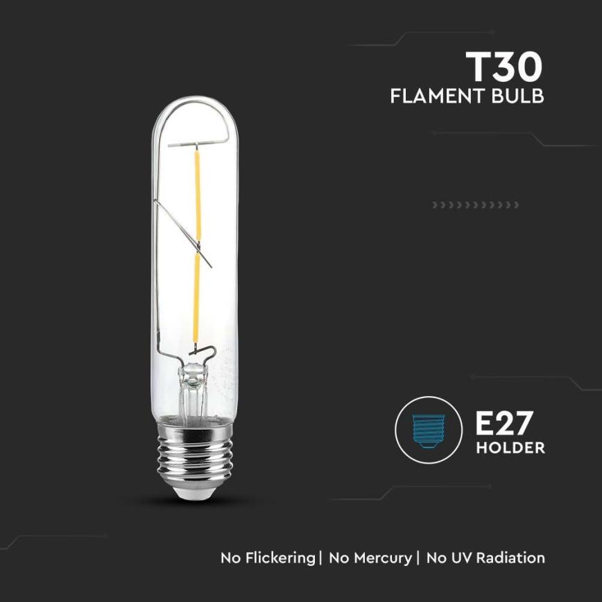 LED Žarulja FILAMENT T30 E27/2W/230V 3000K