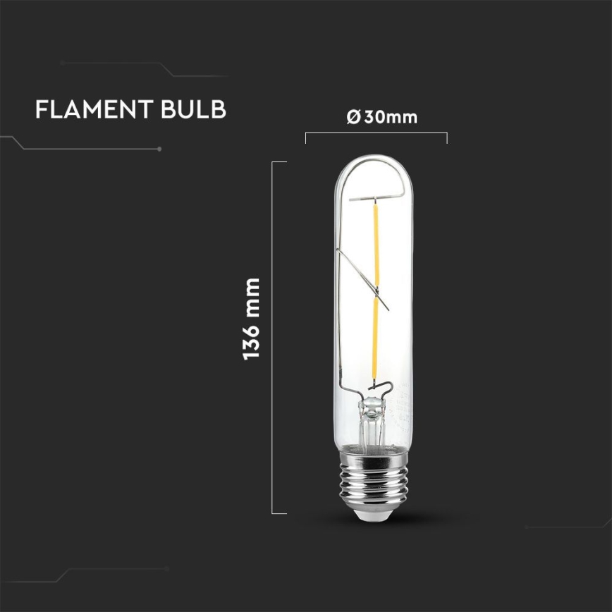 LED Žarulja FILAMENT T30 E27/2W/230V 3000K