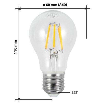 LED Žarulja FILAMENT VINTAGE A60 E27/7W/230V 2700K