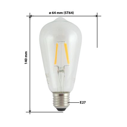 LED Žarulja FILAMENT VINTAGE ST64 E27/4W/230V 2700K