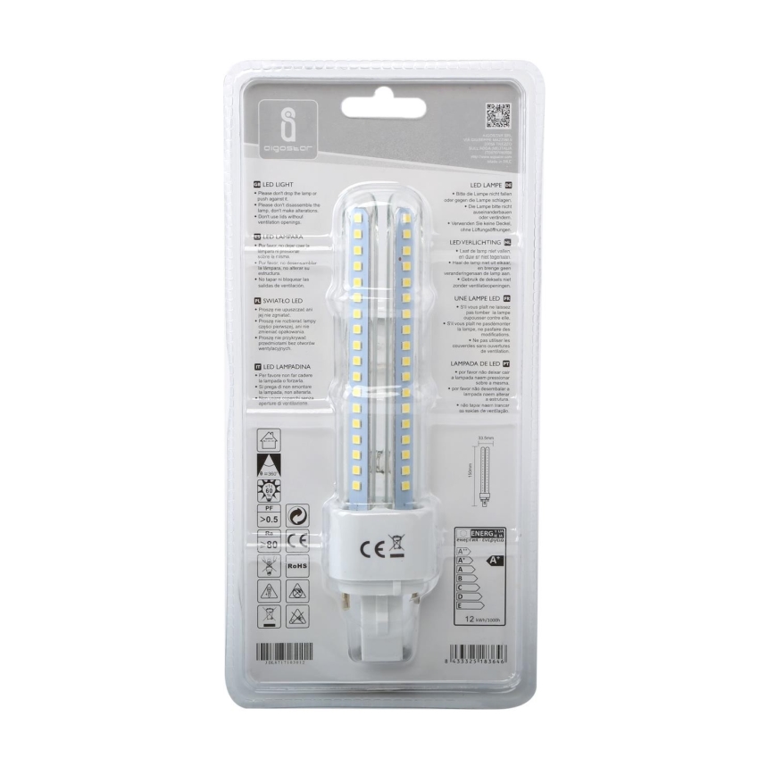 LED Žarulja G24D-3/12W/230V 6500K - Aigostar