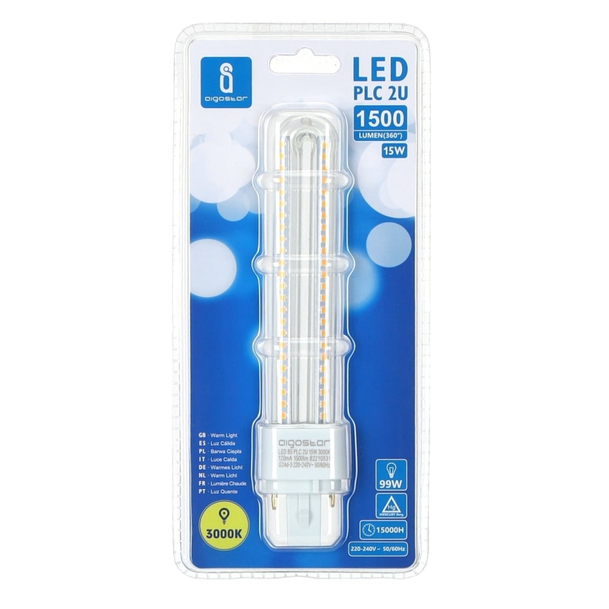 LED Žarulja G24D-3/15W/230V 3000K - Aigostar