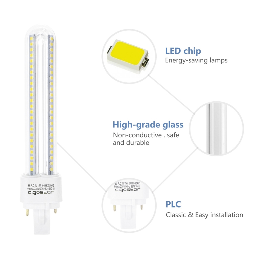 LED Žarulja G24D-3/15W/230V 6500K - Aigostar