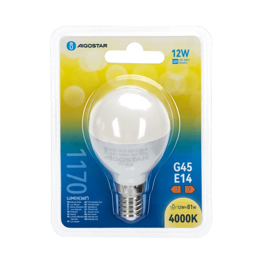 LED žarulja G45 E14/12W/230V 4000K - Aigostar