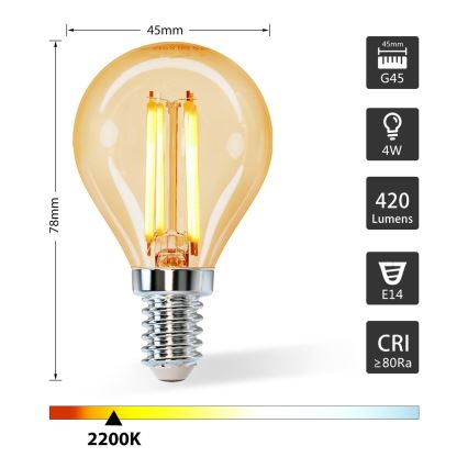 LED Žarulja G45 E14/4W/230V 2200K - Aigostar