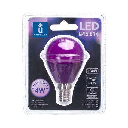 LED Žarulja G45 E14/4W/230V ljubičasta - Aigostar