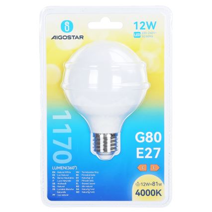 LED žarulja G80 E27/12W/230V 4000K - Aigostar