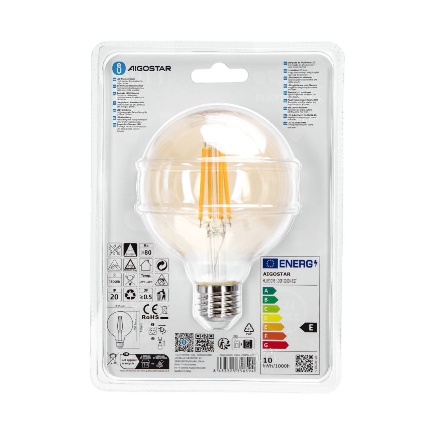 LED Žarulja G95 E27/10W/230V 2200K - Aigostar