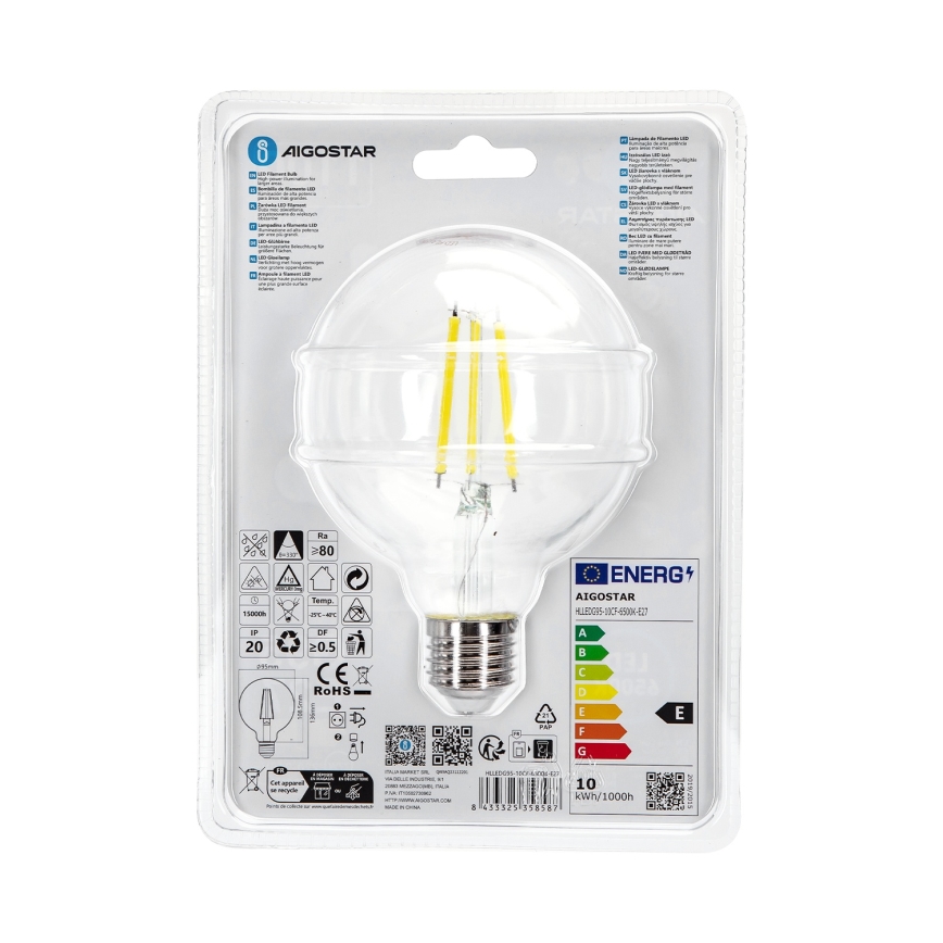 LED Žarulja G95 E27/10W/230V 6500K - Aigostar