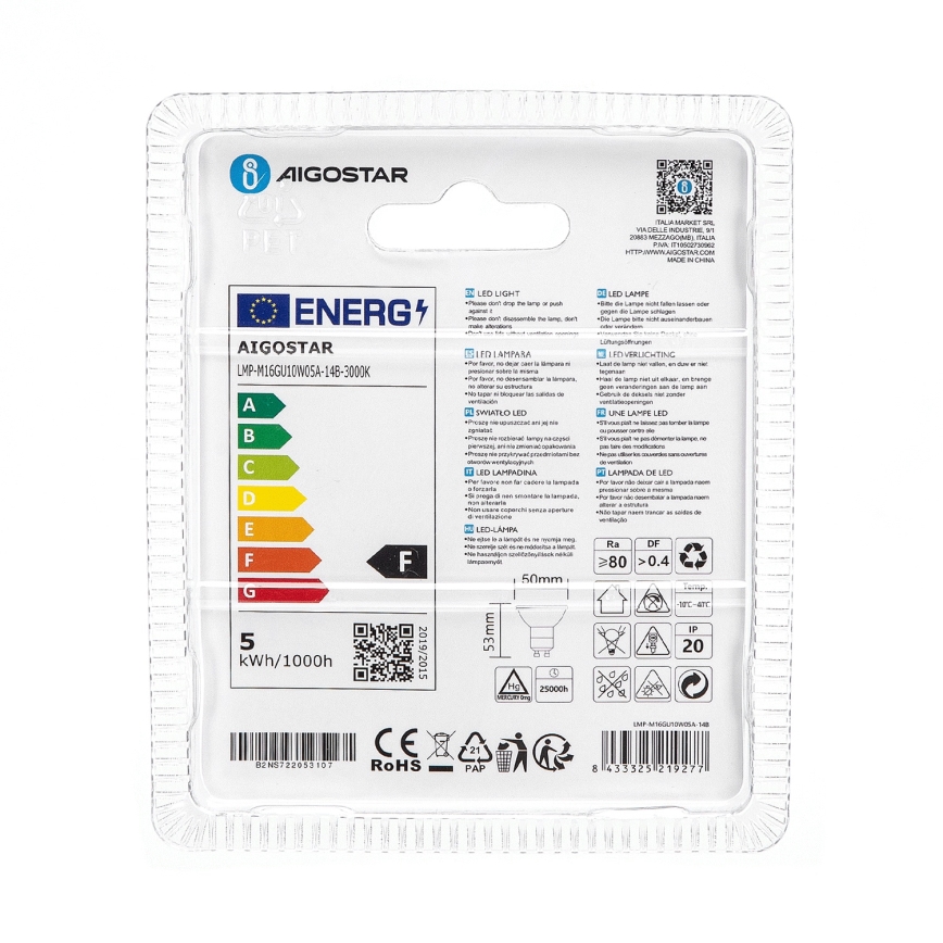 LED Žarulja GU10/4,5W/230V 3000K - Aigostar