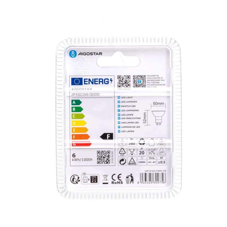 LED Žarulja GU10/6W/230V 6500K - Aigostar
