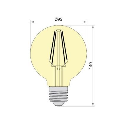 LED Žarulja LEDSTAR AMBER G95 E27/8W/230V 2200K