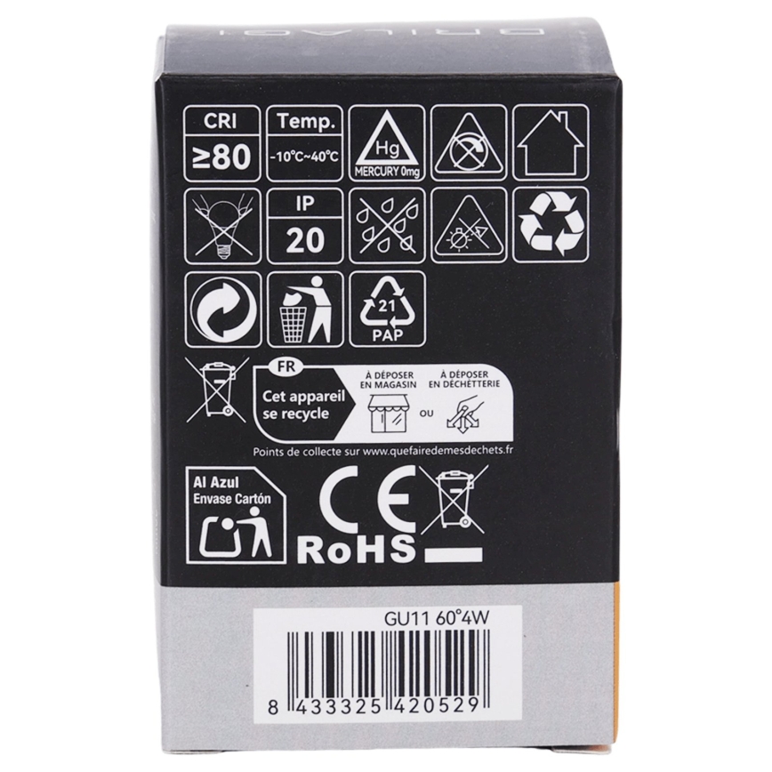 LED žarulja MR11 GU10/4W/230V 3000K 60° crna - BRILAGI