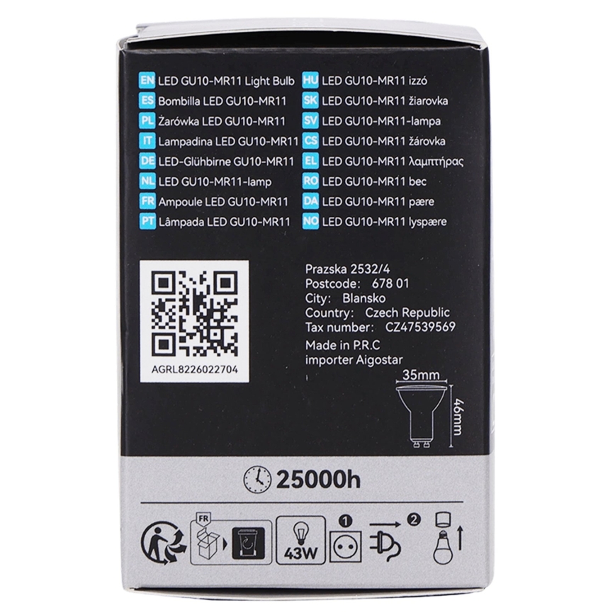 LED žarulja MR11 GU10/4W/230V 3000K 60° crna - BRILAGI