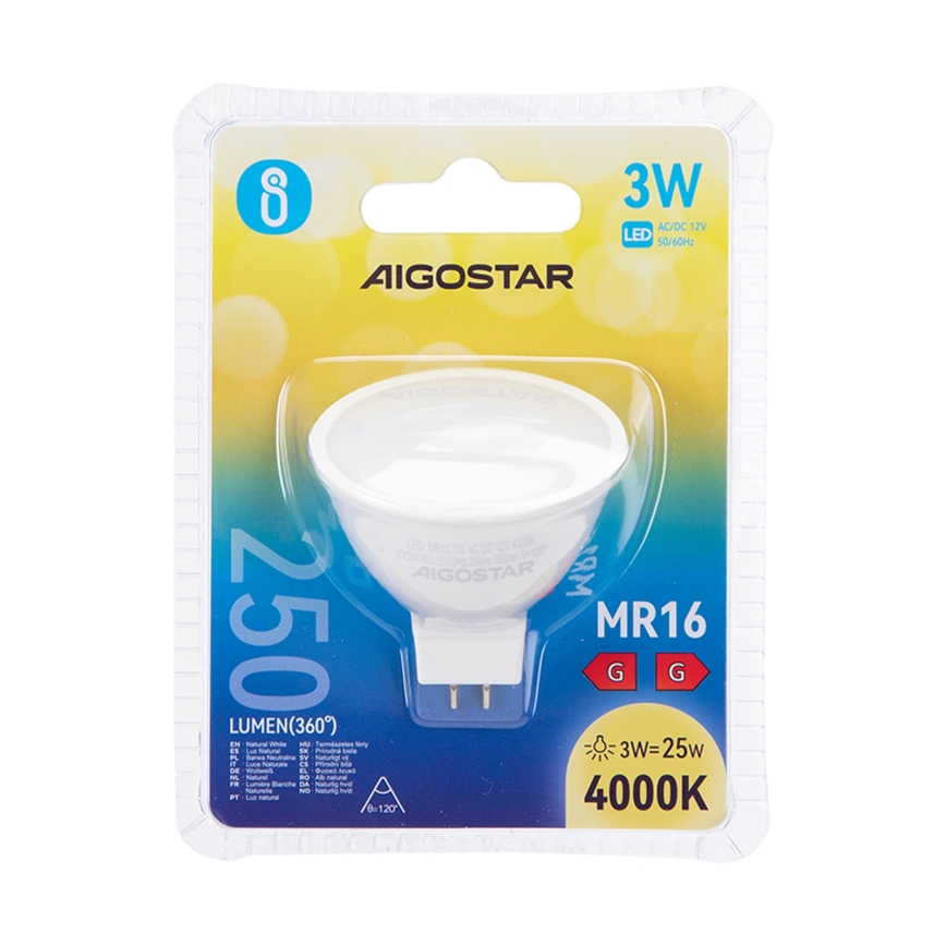 LED Žarulja MR16 GU5,3/3W/12V 4000K - Aigostar
