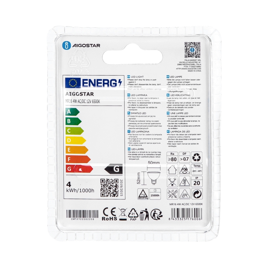 LED Žarulja MR16 GU5,3/4W/12V 6500K - Aigostar