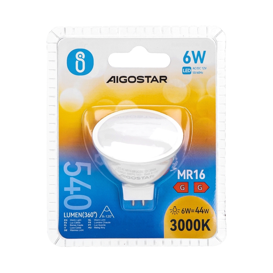 LED Žarulja MR16 GU5,3/6W/12V 3000K - Aigostar