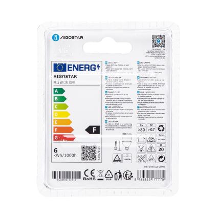 LED Žarulja MR16 GU5,3/6W/12V 3000K - Aigostar