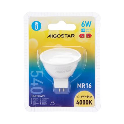 LED Žarulja MR16 GU5,3/6W/12V 4000K - Aigostar