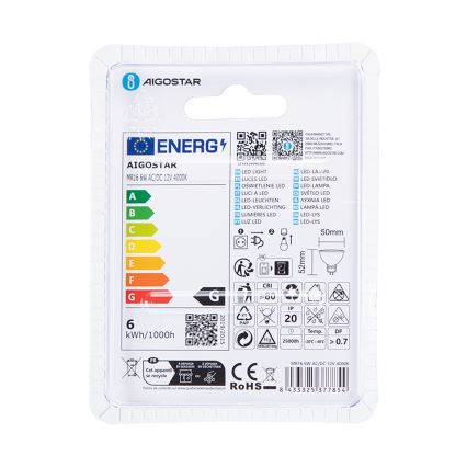 LED Žarulja MR16 GU5,3/6W/12V 4000K - Aigostar