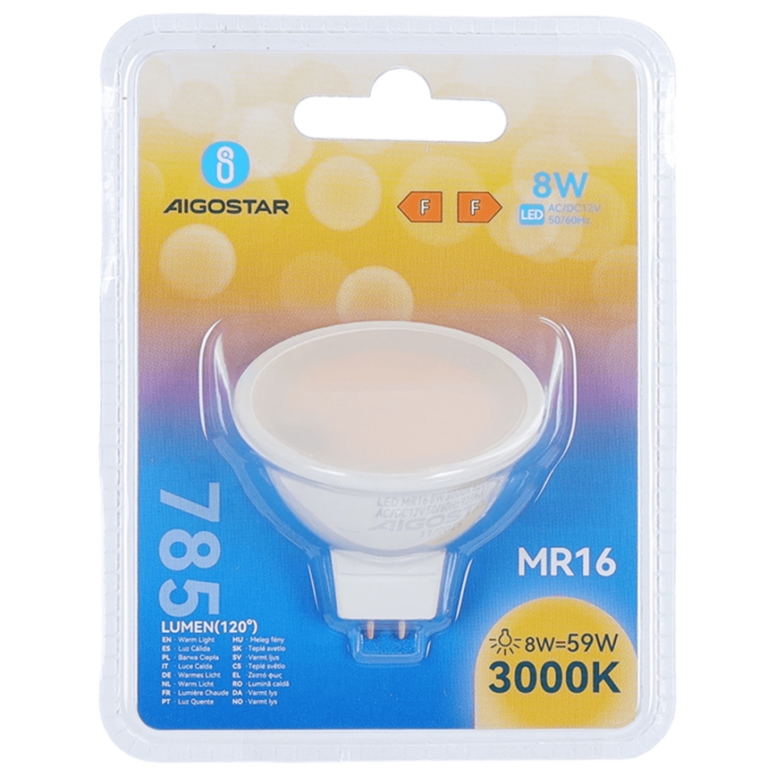 LED žarulja MR16 GU5,3/8W/12V 3000K - Aigostar