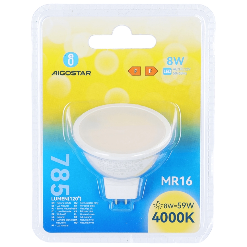 LED žarulja MR16 GU5,3/8W/12V 4000K - Aigostar