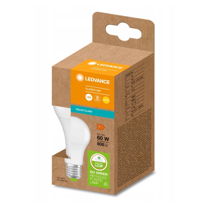 LED Žarulja od reciklirane plastike A60 E27/8,5W/230V 2700K - Ledvance