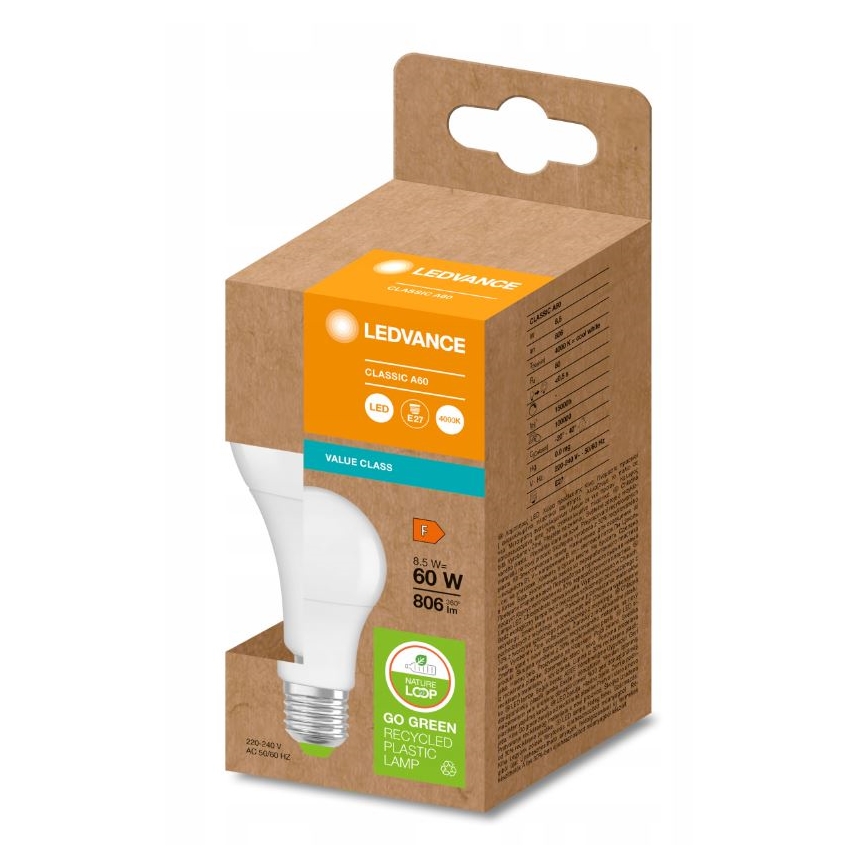 LED Žarulja od reciklirane plastike A60 E27/8,5W/230V 4000K - Ledvance