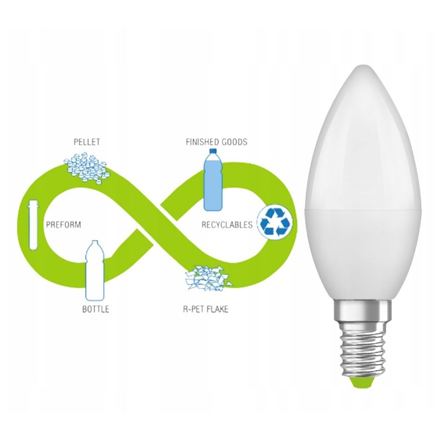 LED Žarulja od reciklirane plastike B40 E14/4,9W/230V 2700K - Ledvance