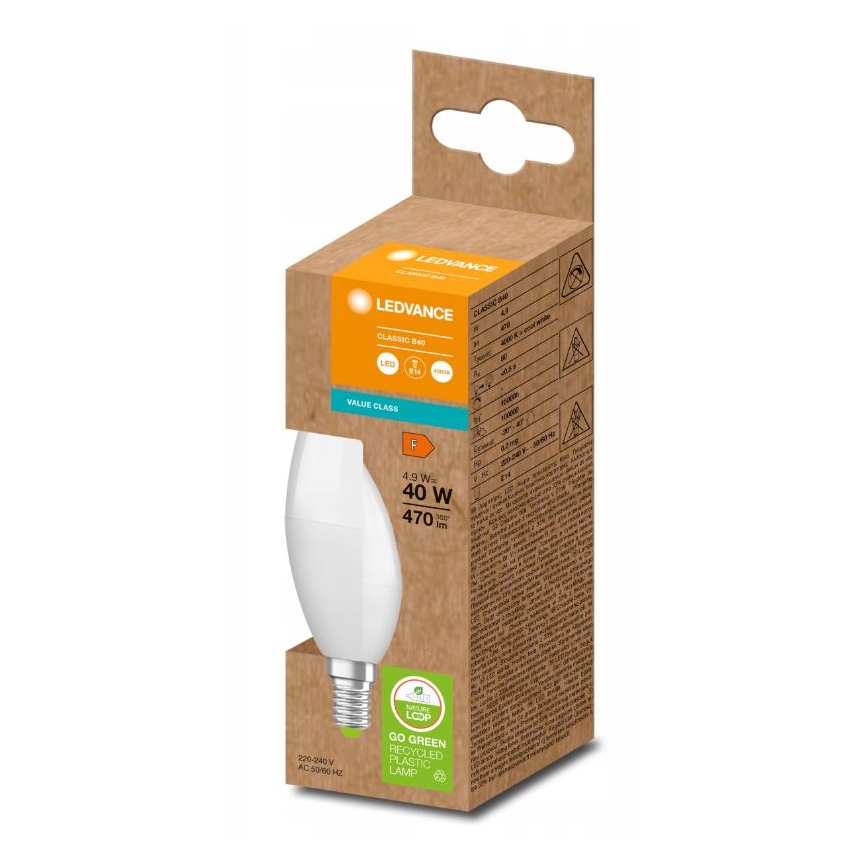 LED Žarulja od reciklirane plastike B40 E14/4,9W/230V 4000K - Ledvance
