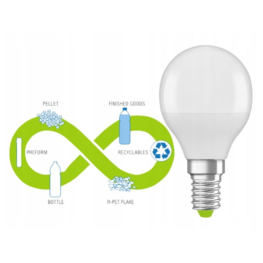 LED Žarulja od reciklirane plastike P45 E14/4,9W/230V 4000K - Ledvance