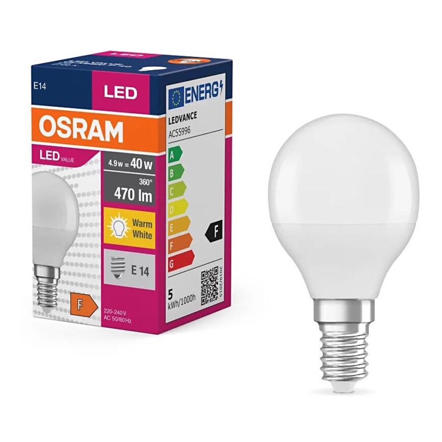 LED Žarulja P40 E14/4,9W/230V 2700K - Osram