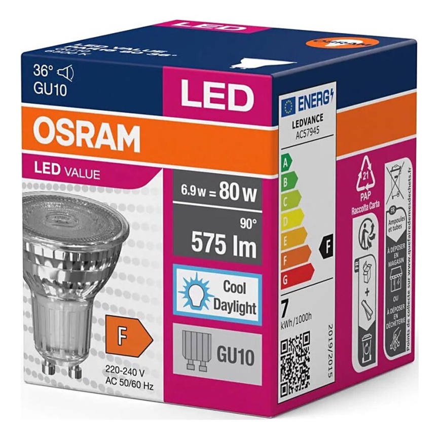 LED Žarulja PAR16 GU10/6,9W/230V 6500K - Osram